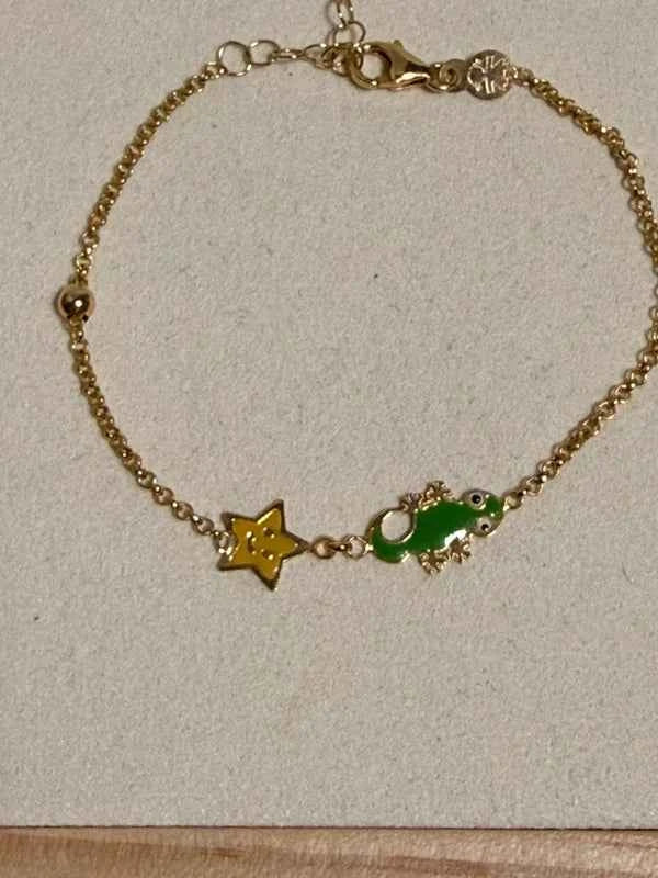 Bracelet en or enfant caméléon & étoile – Or 375