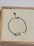 Bracelet en or 375 – Plaque enfant garçon émaillée bleue