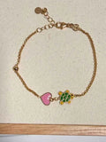 Bracelet en or 375 – Tortue & Cœur émaillés