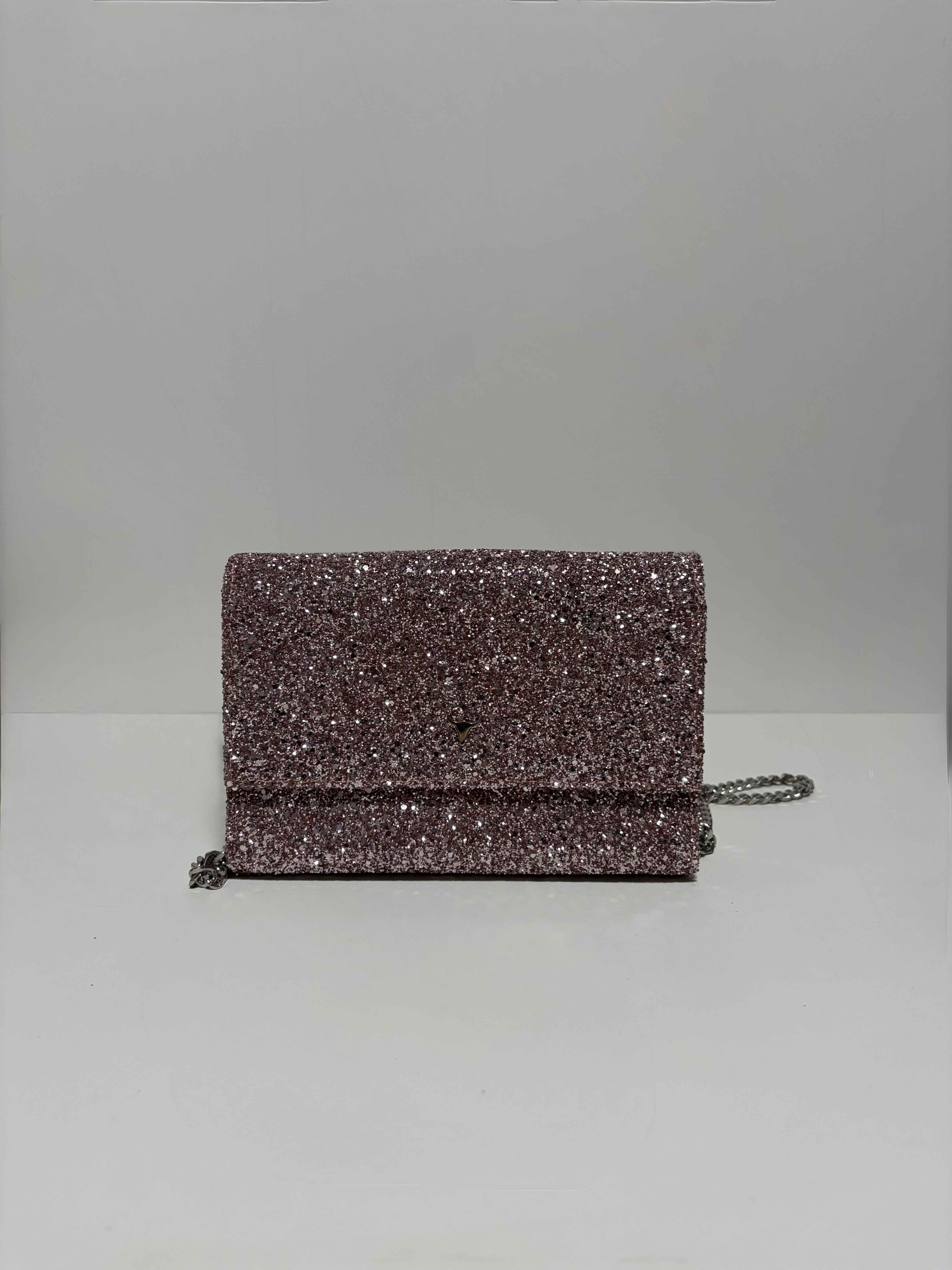 Sac Rigide à Paillettes Rose