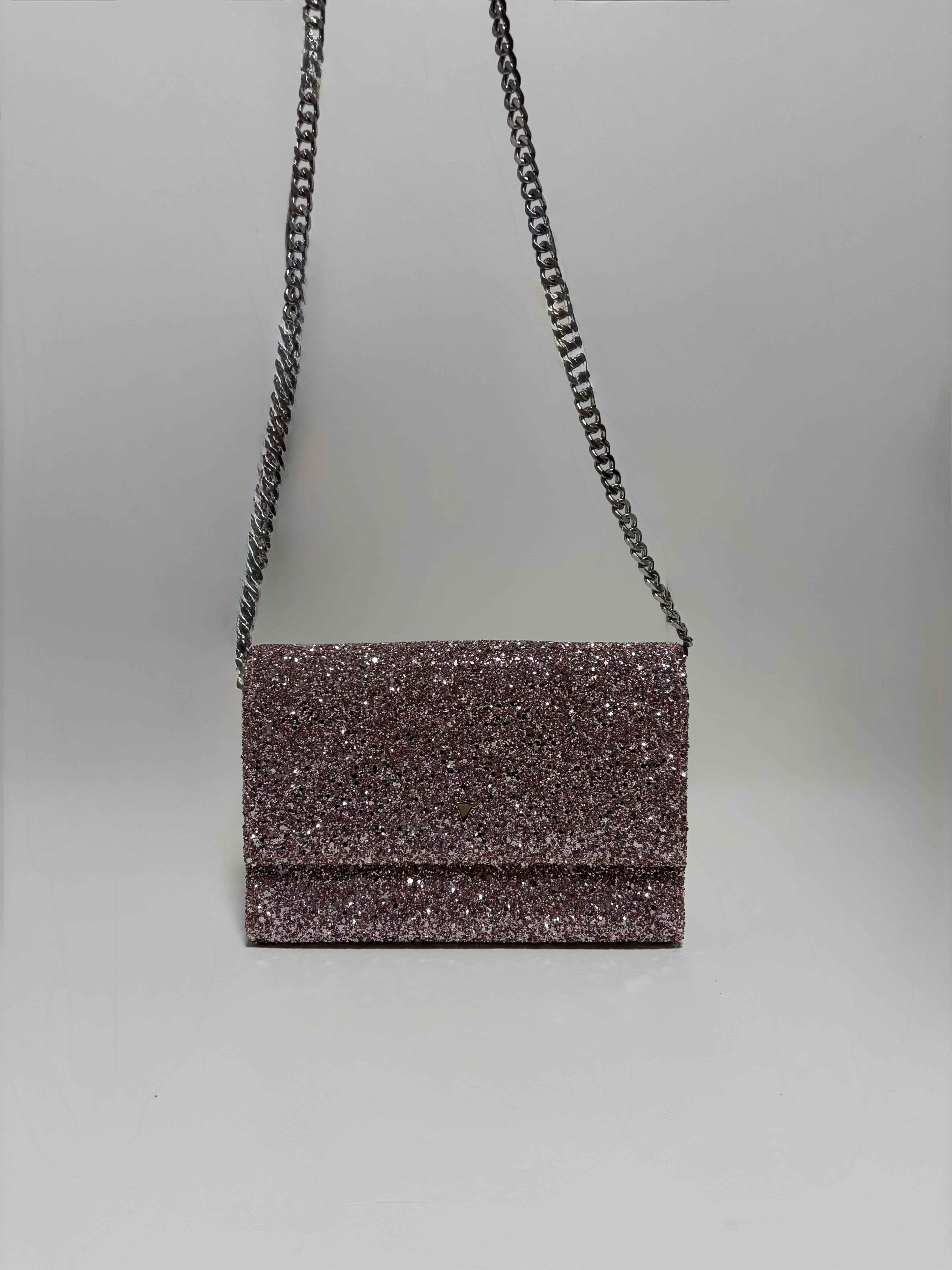 Sac Rigide à Paillettes Rose