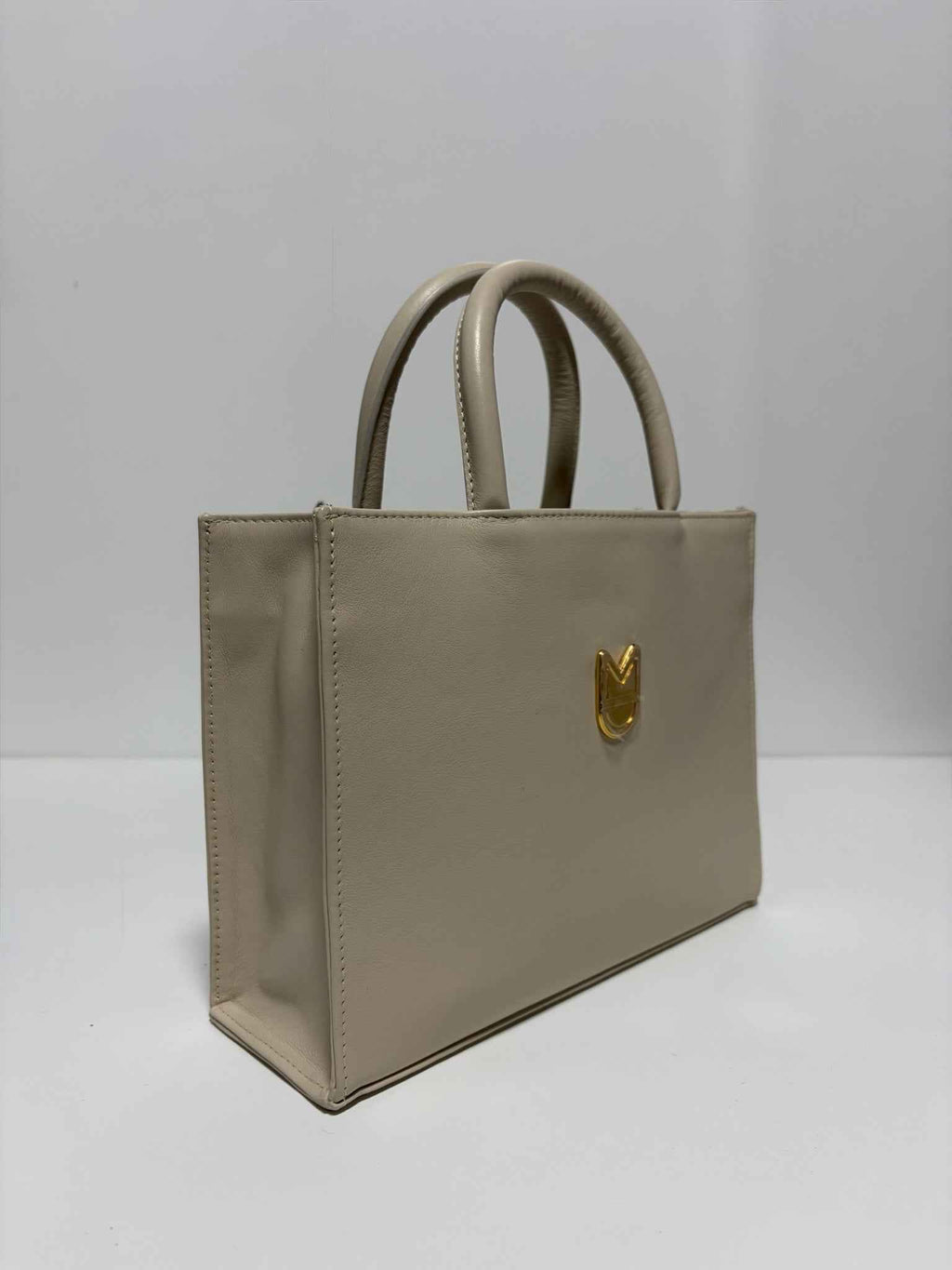 Sac Rigide en Cuir Beige