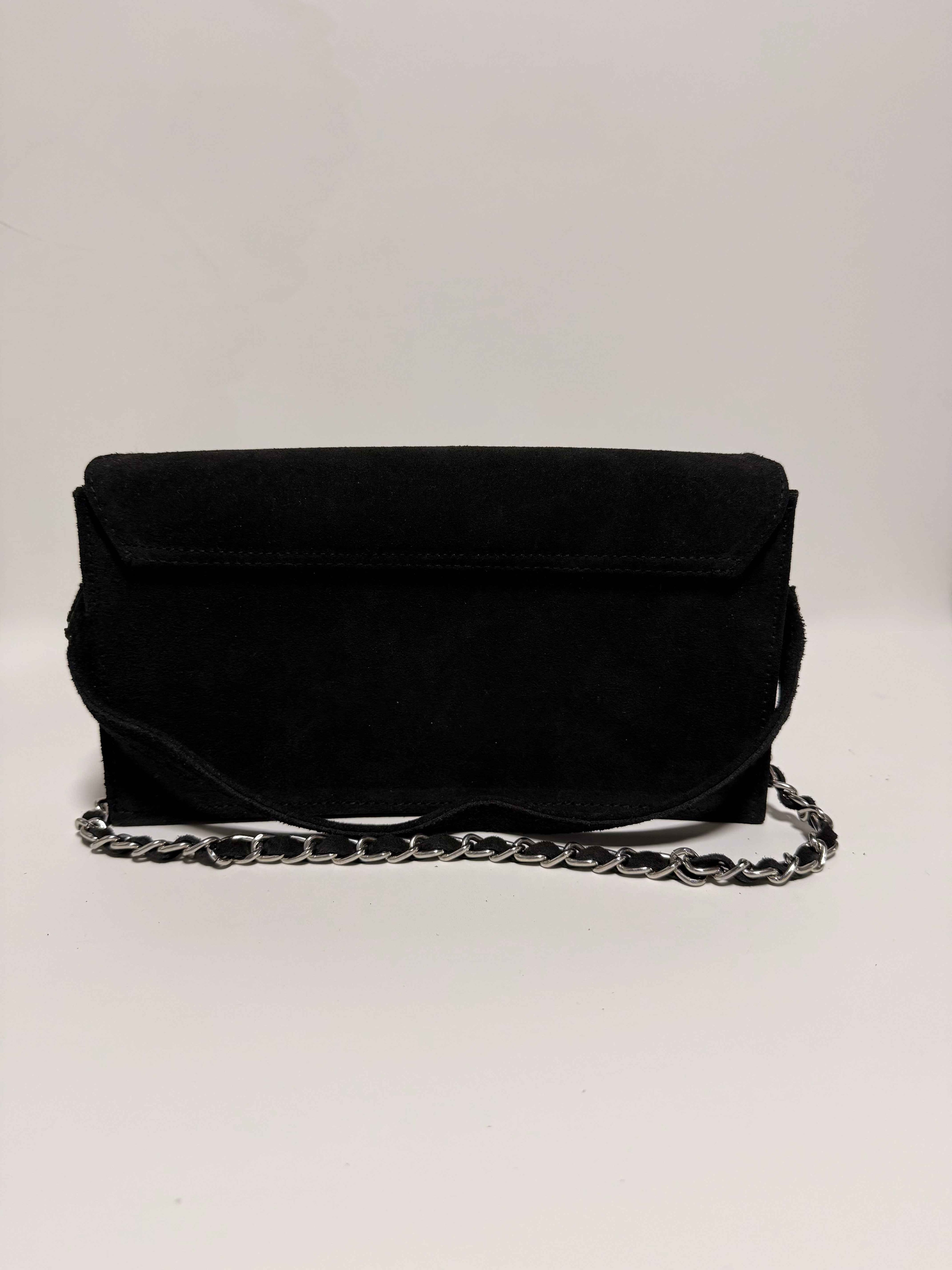 Sac Baguette en Daim Noir