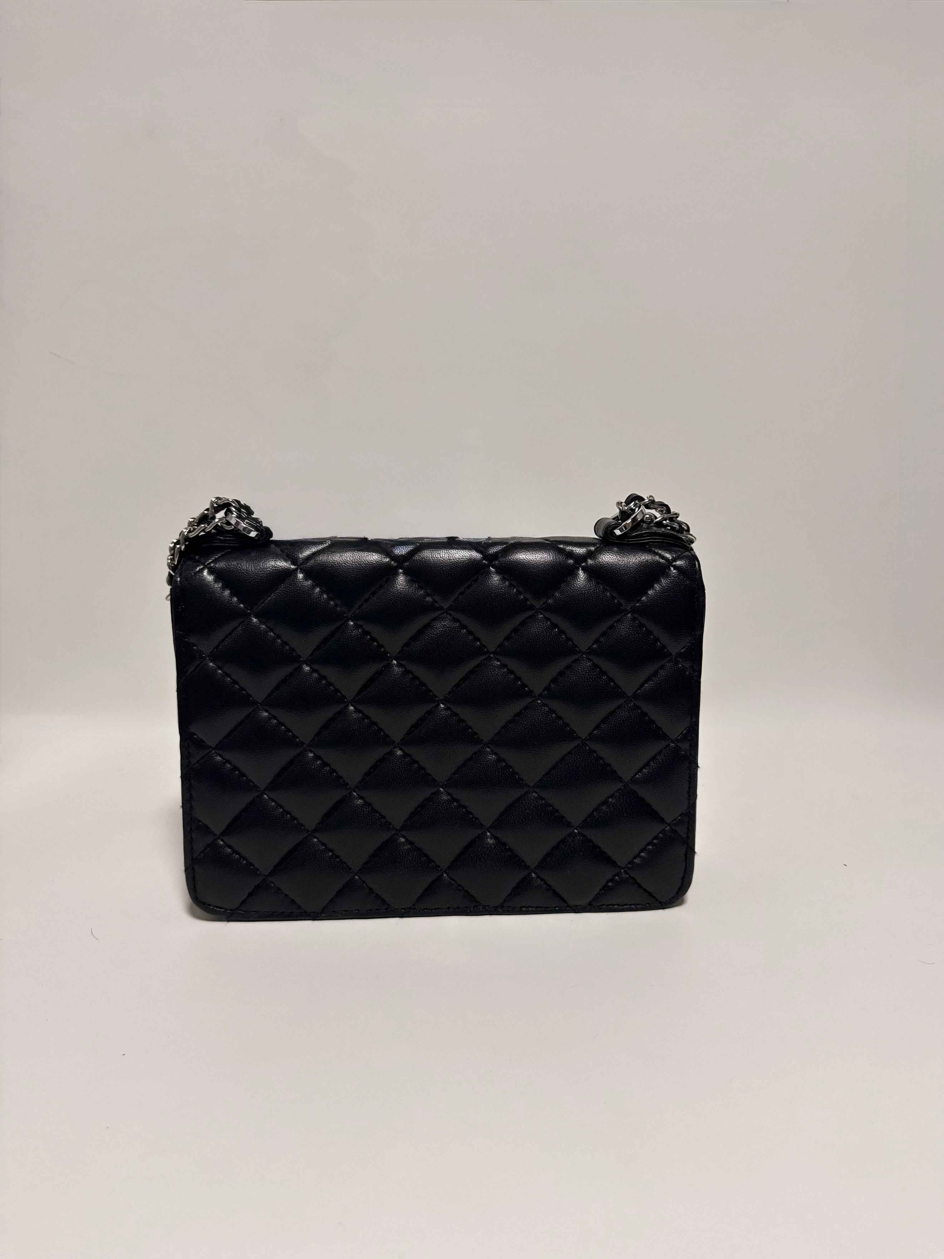 Sac à Main en Cuir Noir Matelassé