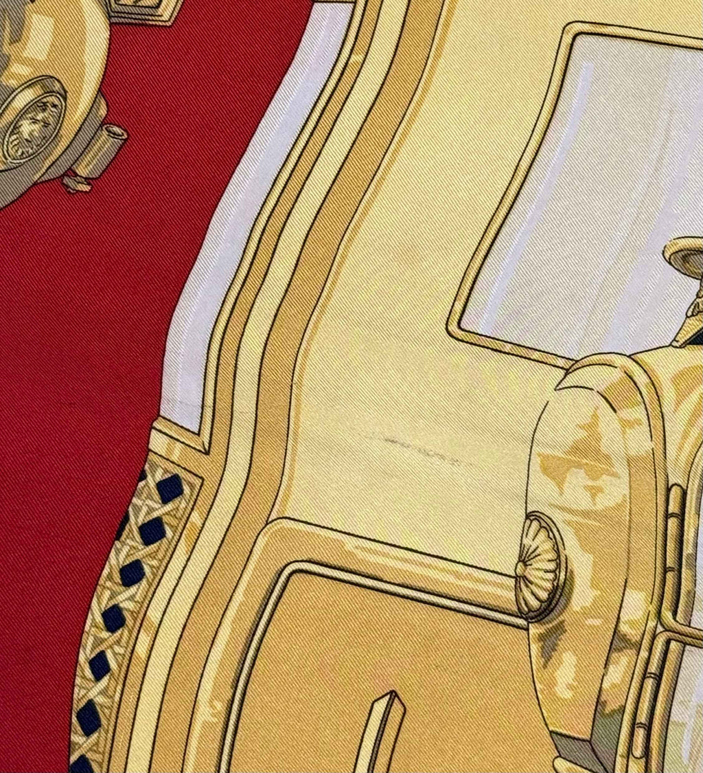 Carré Hermès Feux de Route – 100% soie – Fond rouge