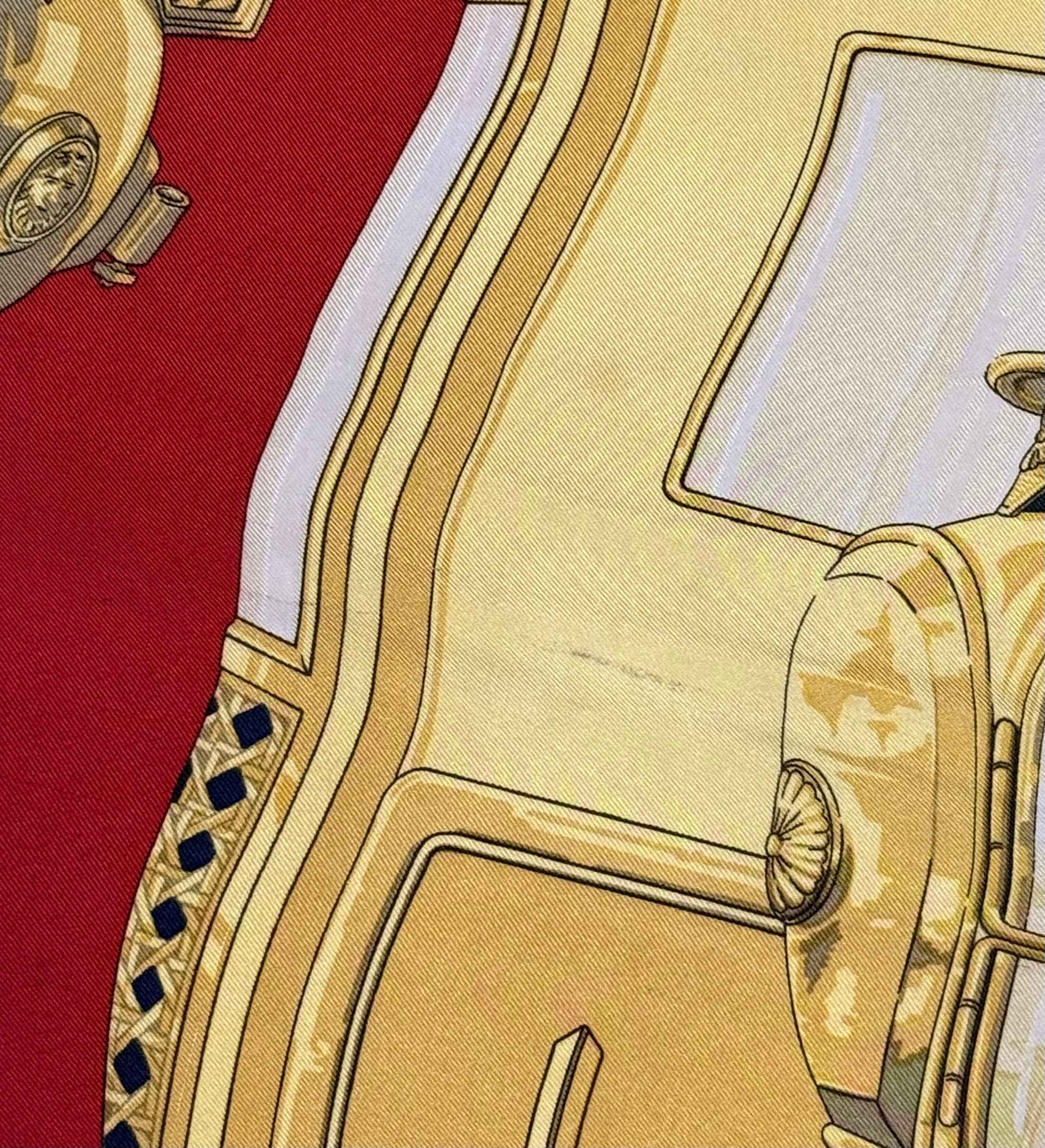 Carré Hermès Feux de Route – 100% soie – Fond rouge