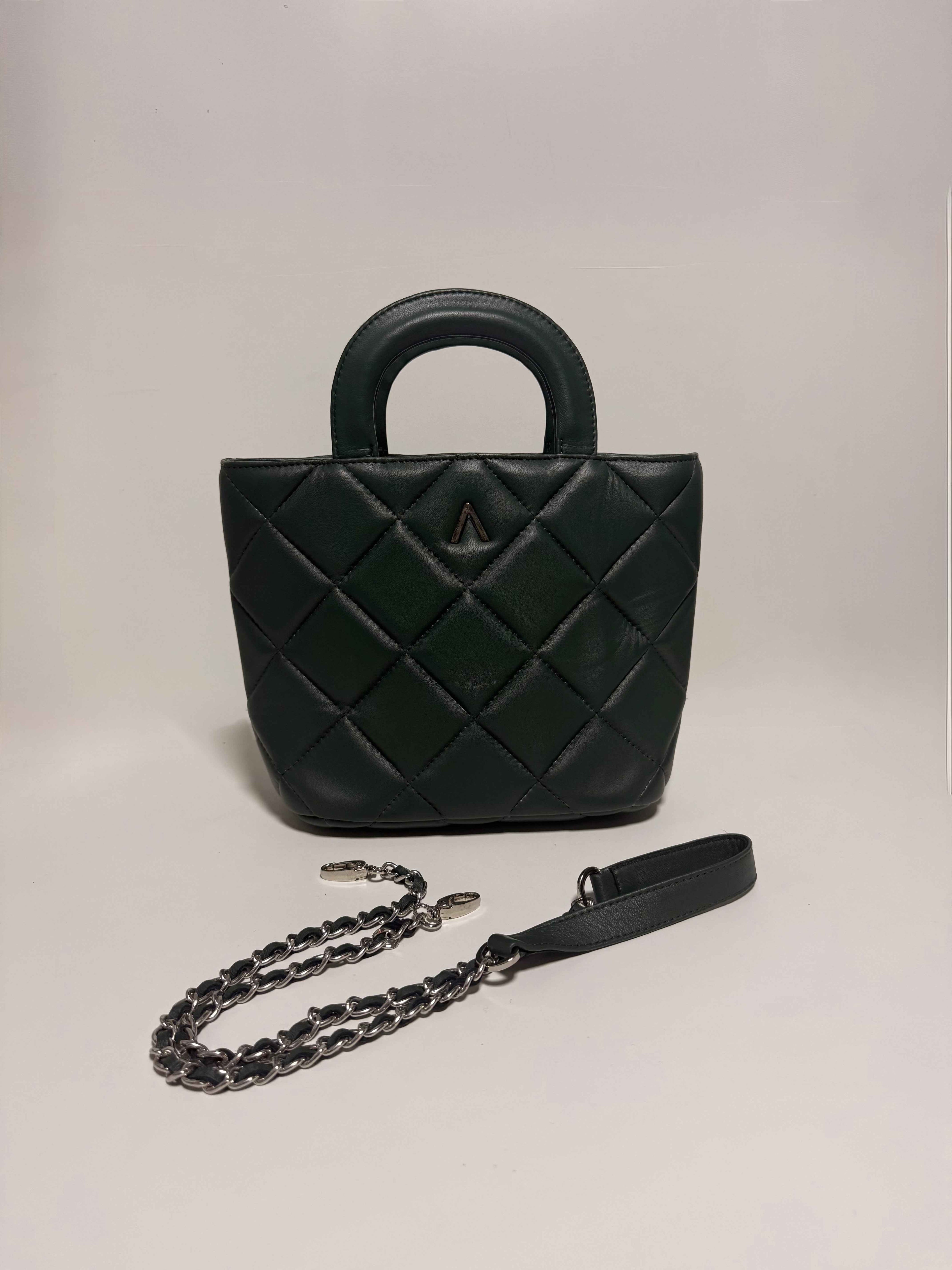 Sac Matelassé en Cuir Vert