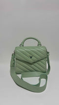 Sac à Poignée en Cuir Vert Acidulé