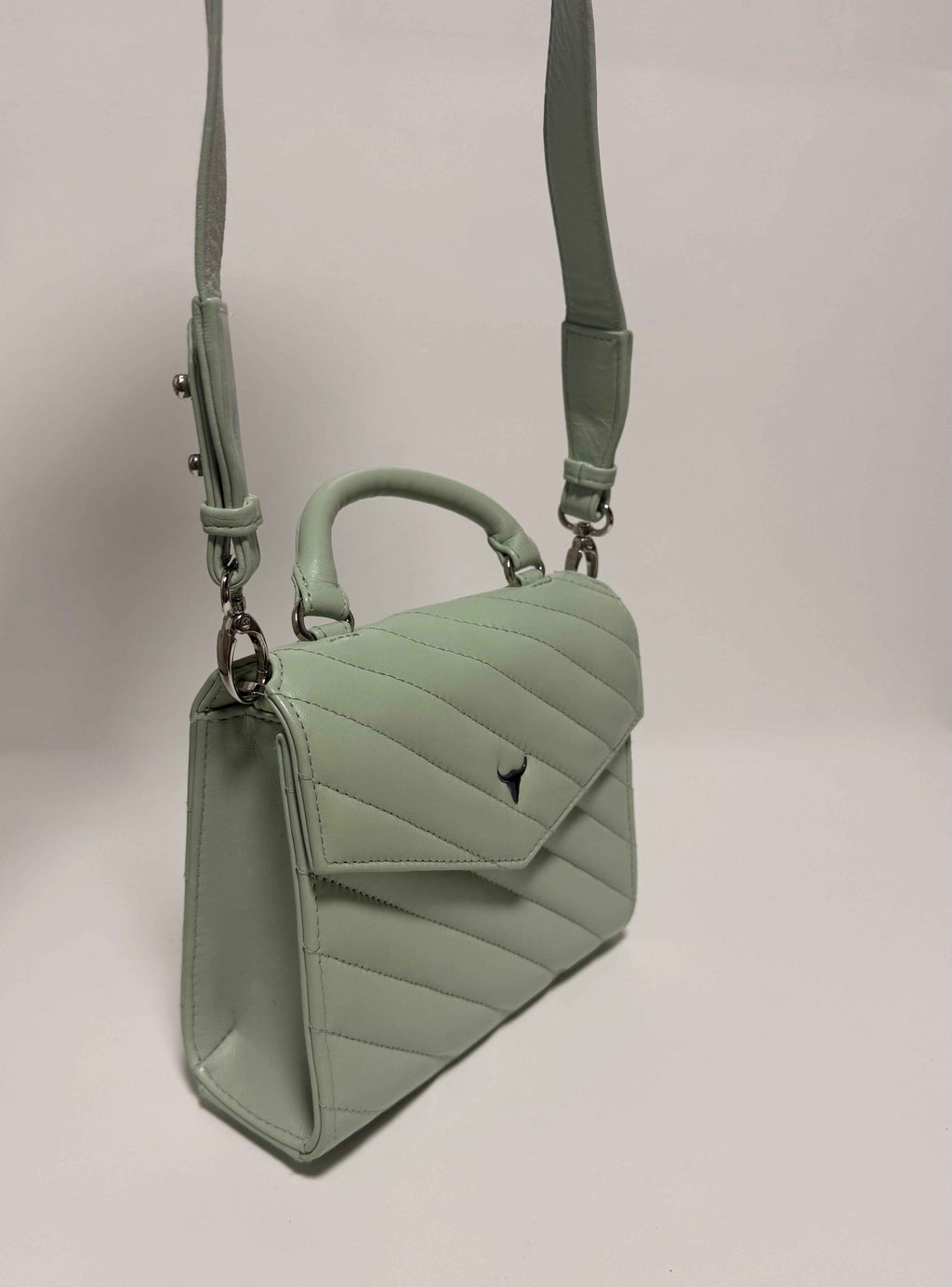 Sac à Poignée en Cuir Vert Acidulé
