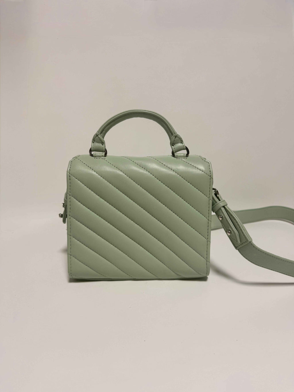 Sac à Poignée en Cuir Vert Acidulé