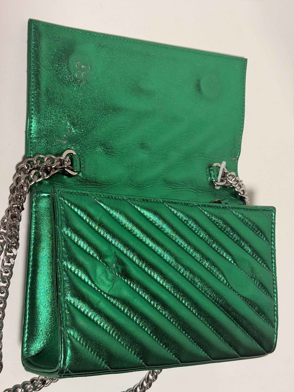 Sac à Main en Cuir Métallique Vert