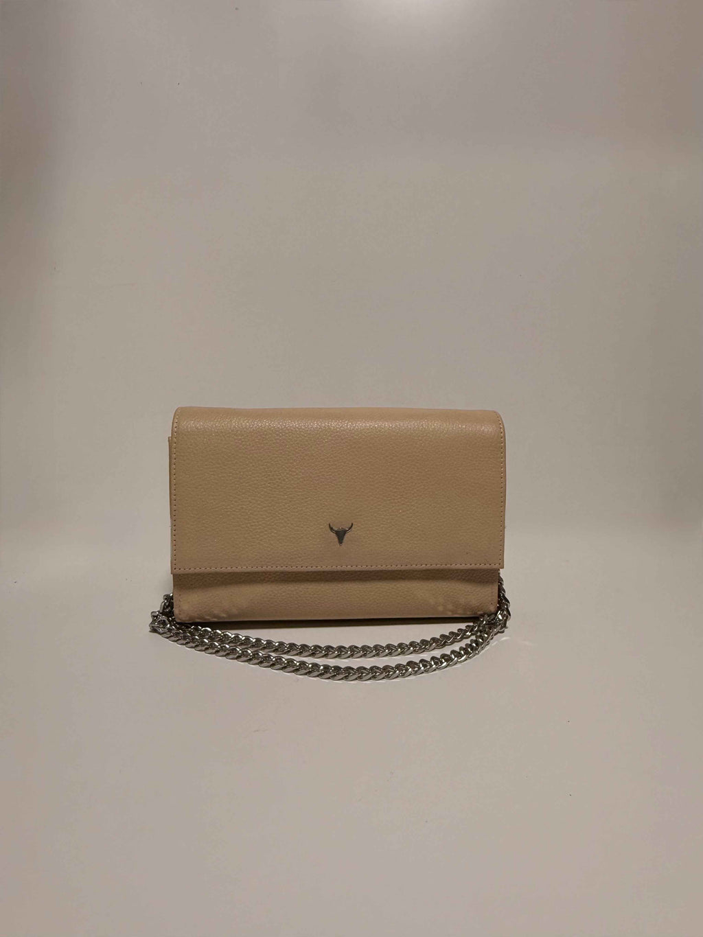 Petit sac en cuir beige pailleté - Chaine Argentée
