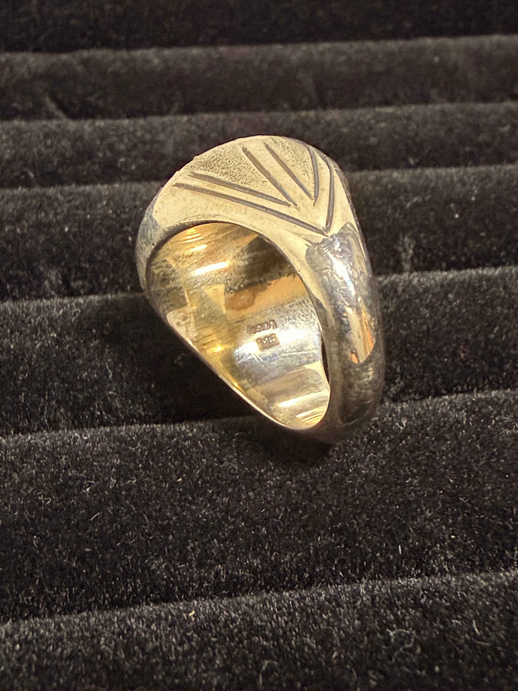Bague chevalière en argent massif 925 – Motif soleil – Pierre claire