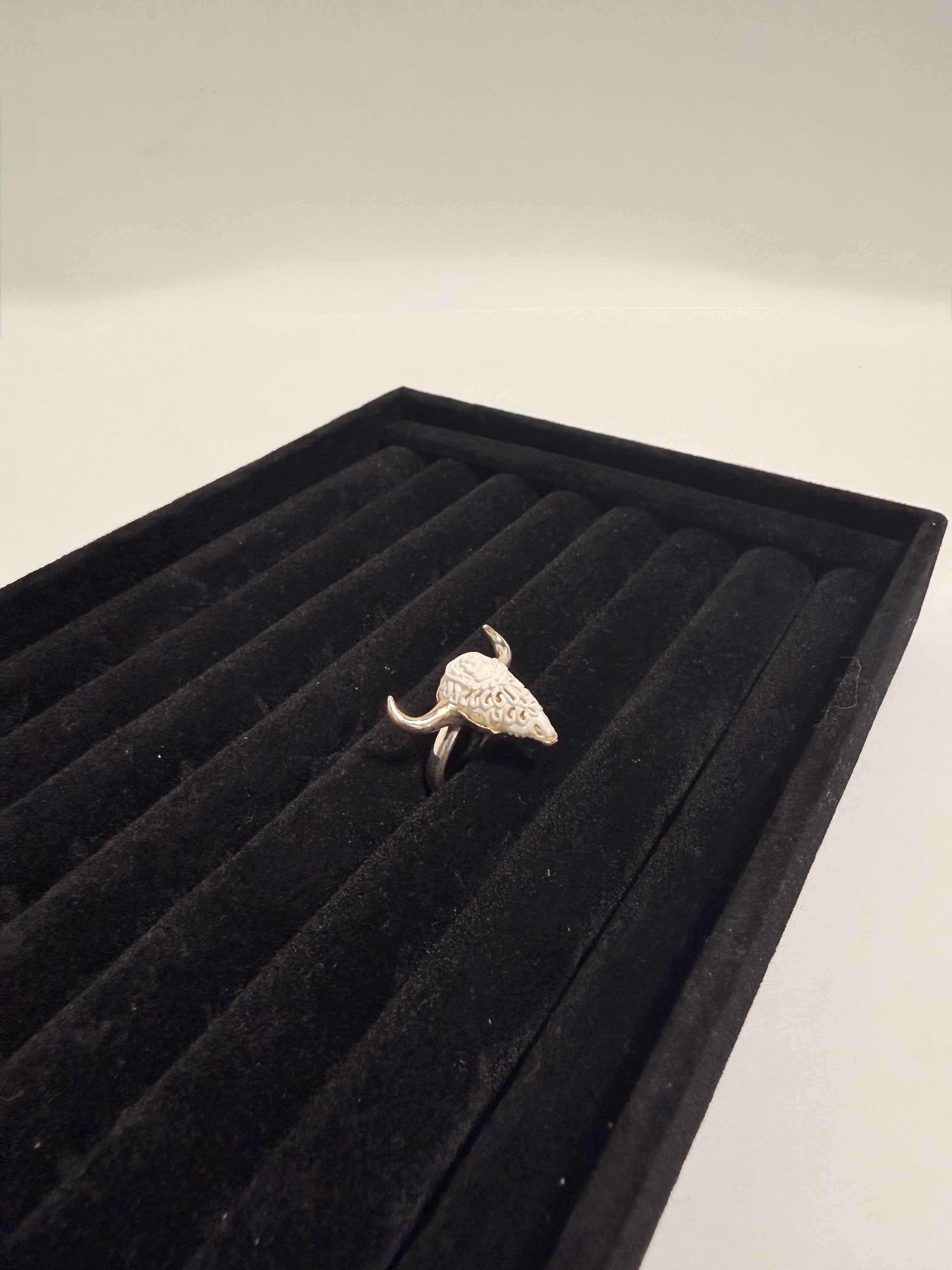 Bague tête de taureau en argent massif 925 – Style bohème / western