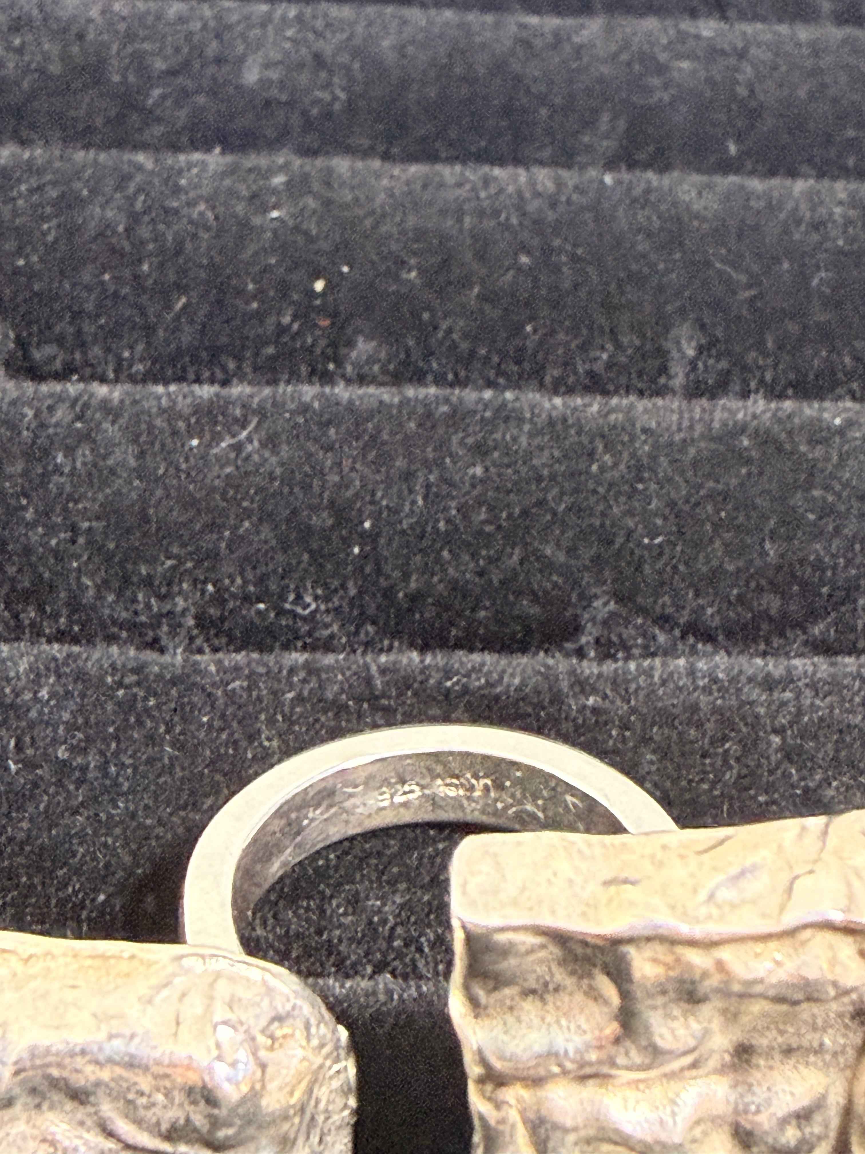 Bague en argent 925 – Double plateau texturé