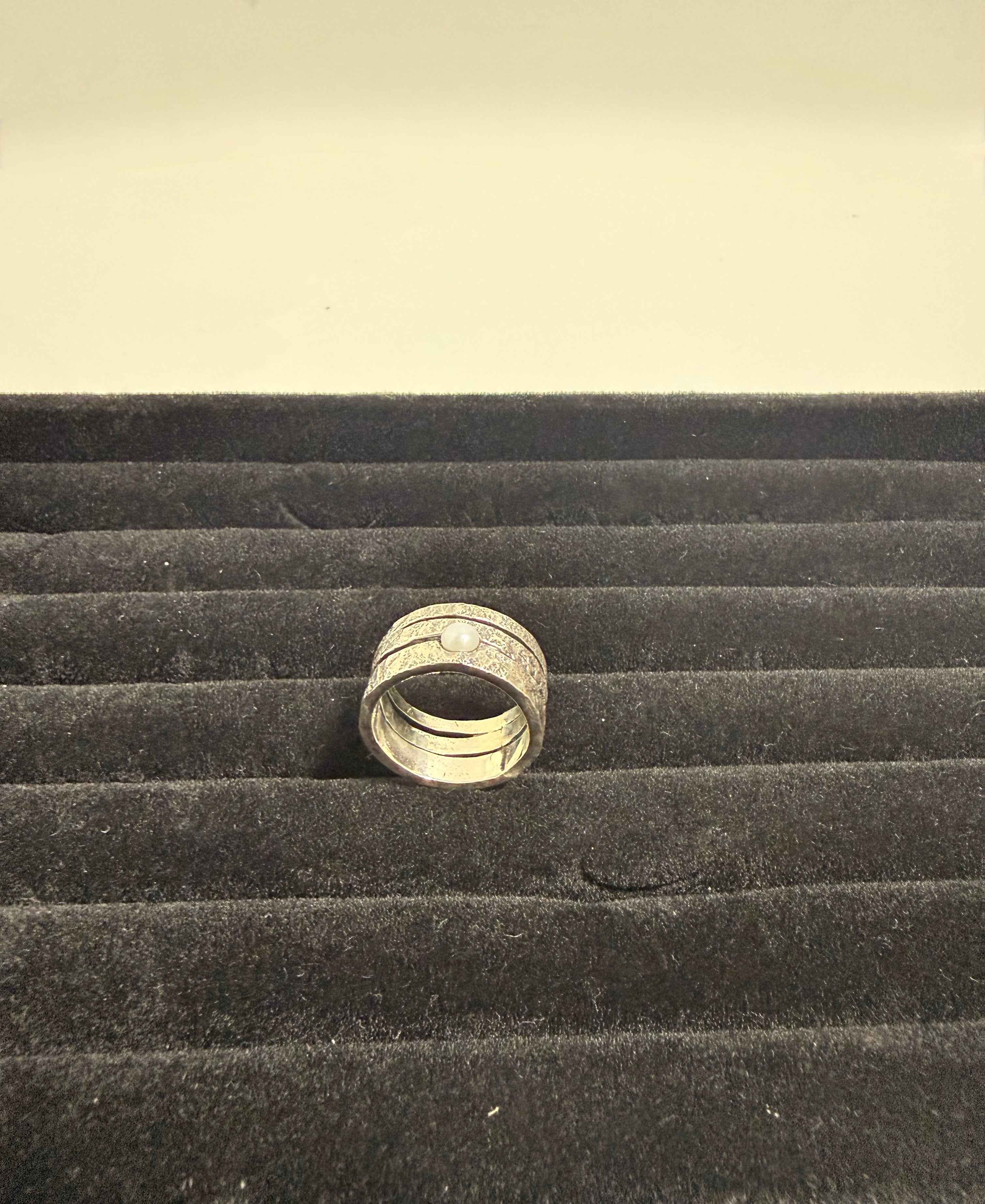 Bague Trio en Argent Massif ornée d'une perle