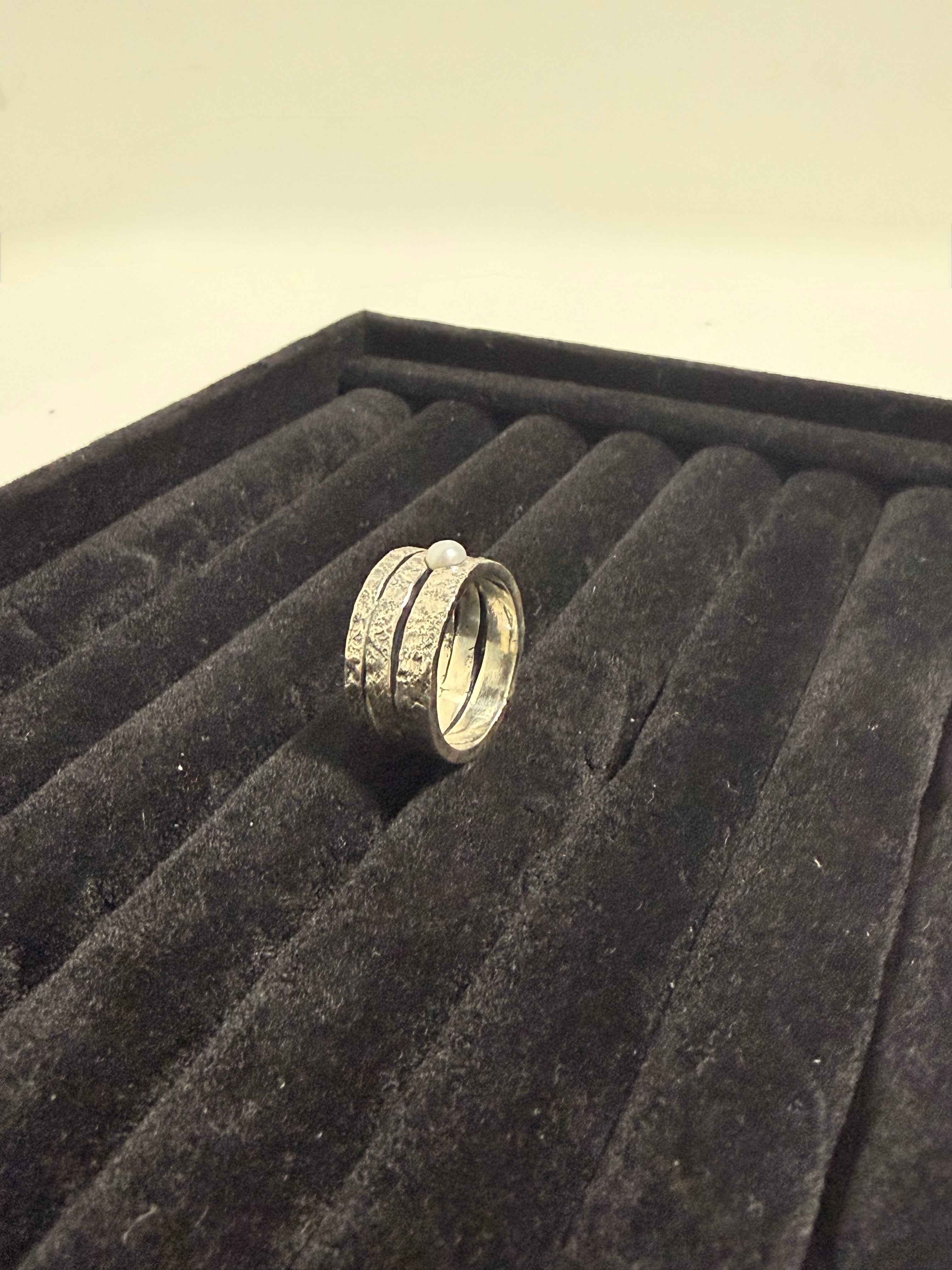 Bague Trio en Argent Massif ornée d'une perle