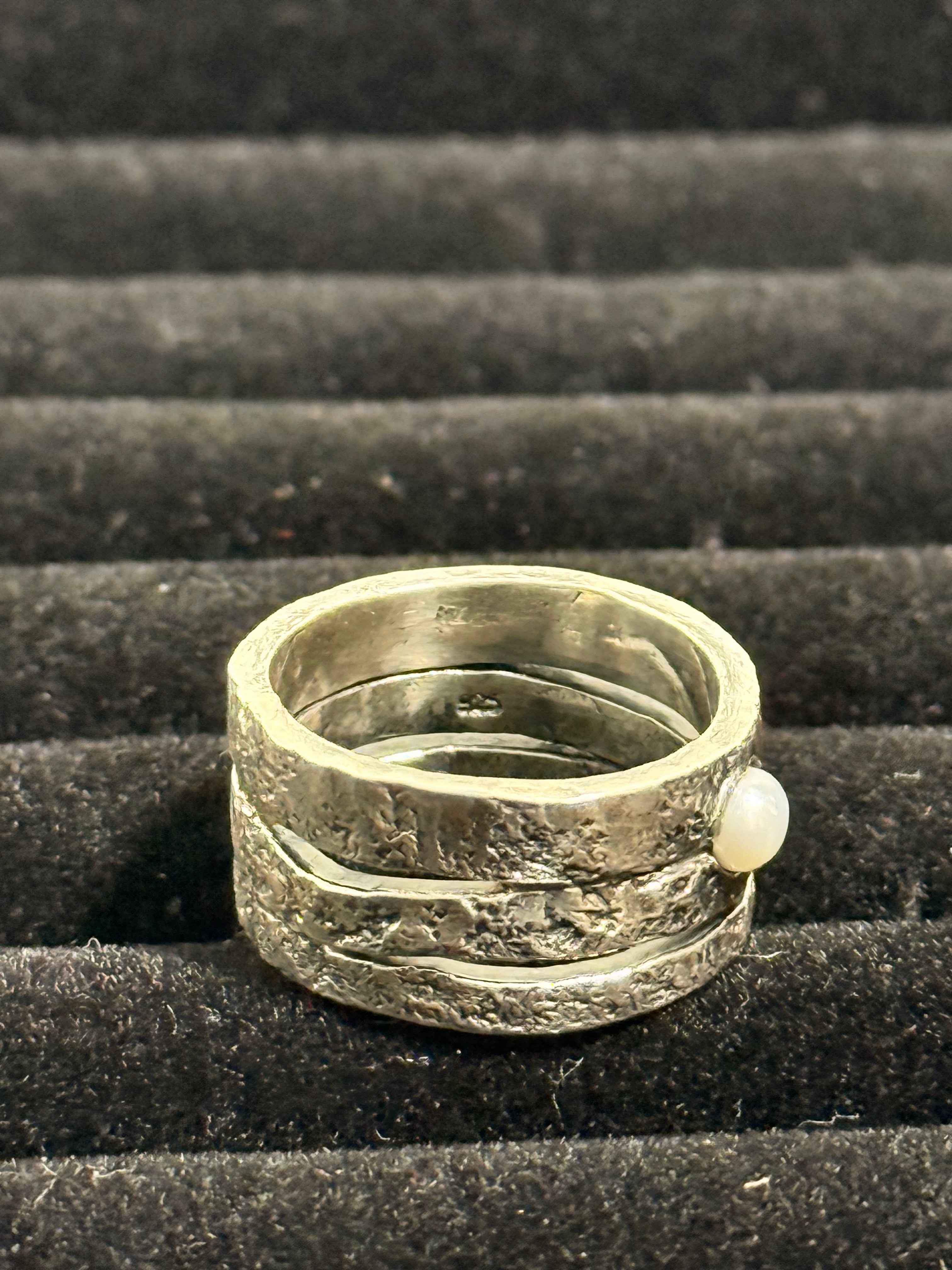 Bague Trio en Argent Massif ornée d'une perle