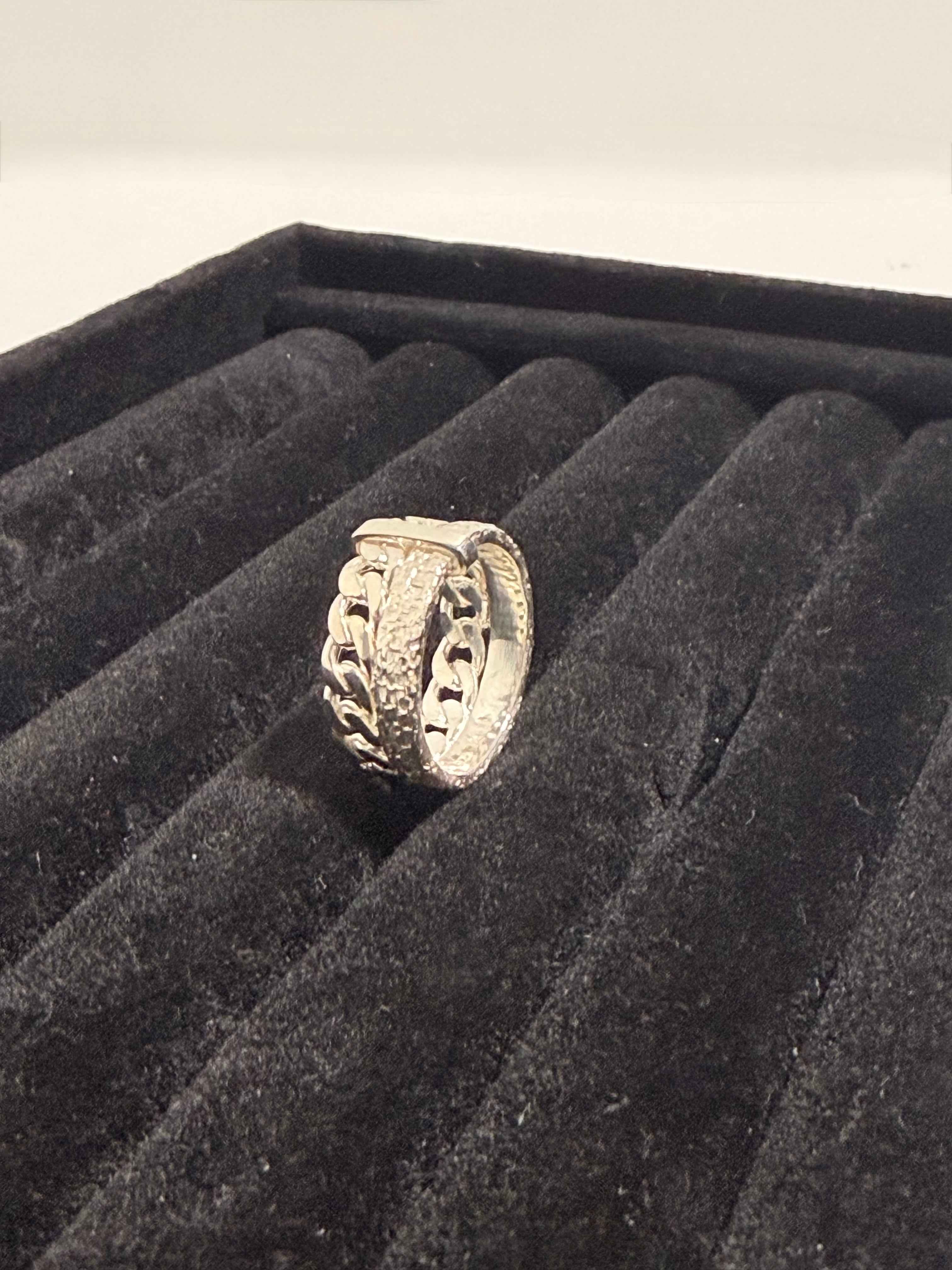 Bague large en argent 925 – Motif chaîne