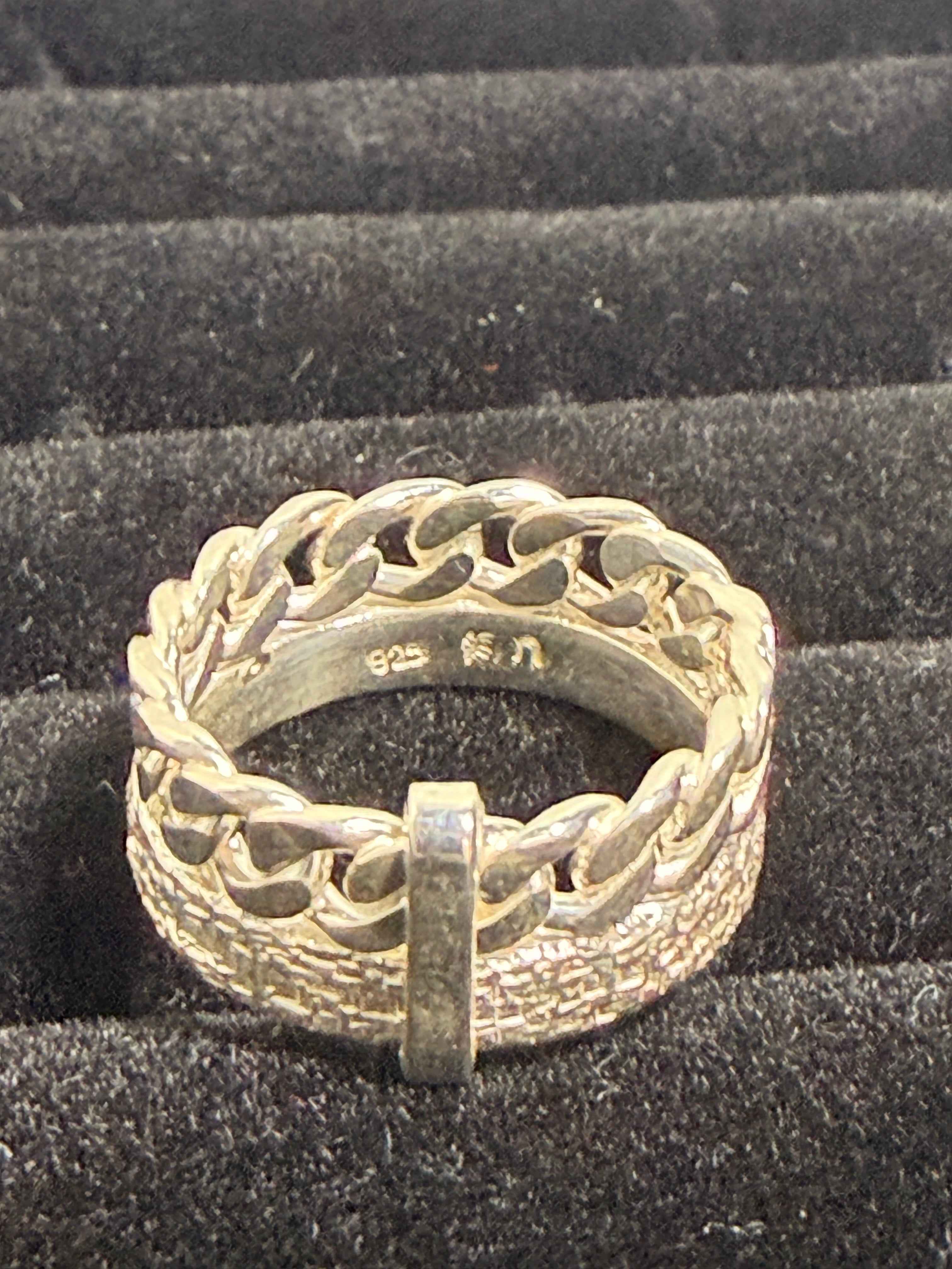 Bague large en argent 925 – Motif chaîne