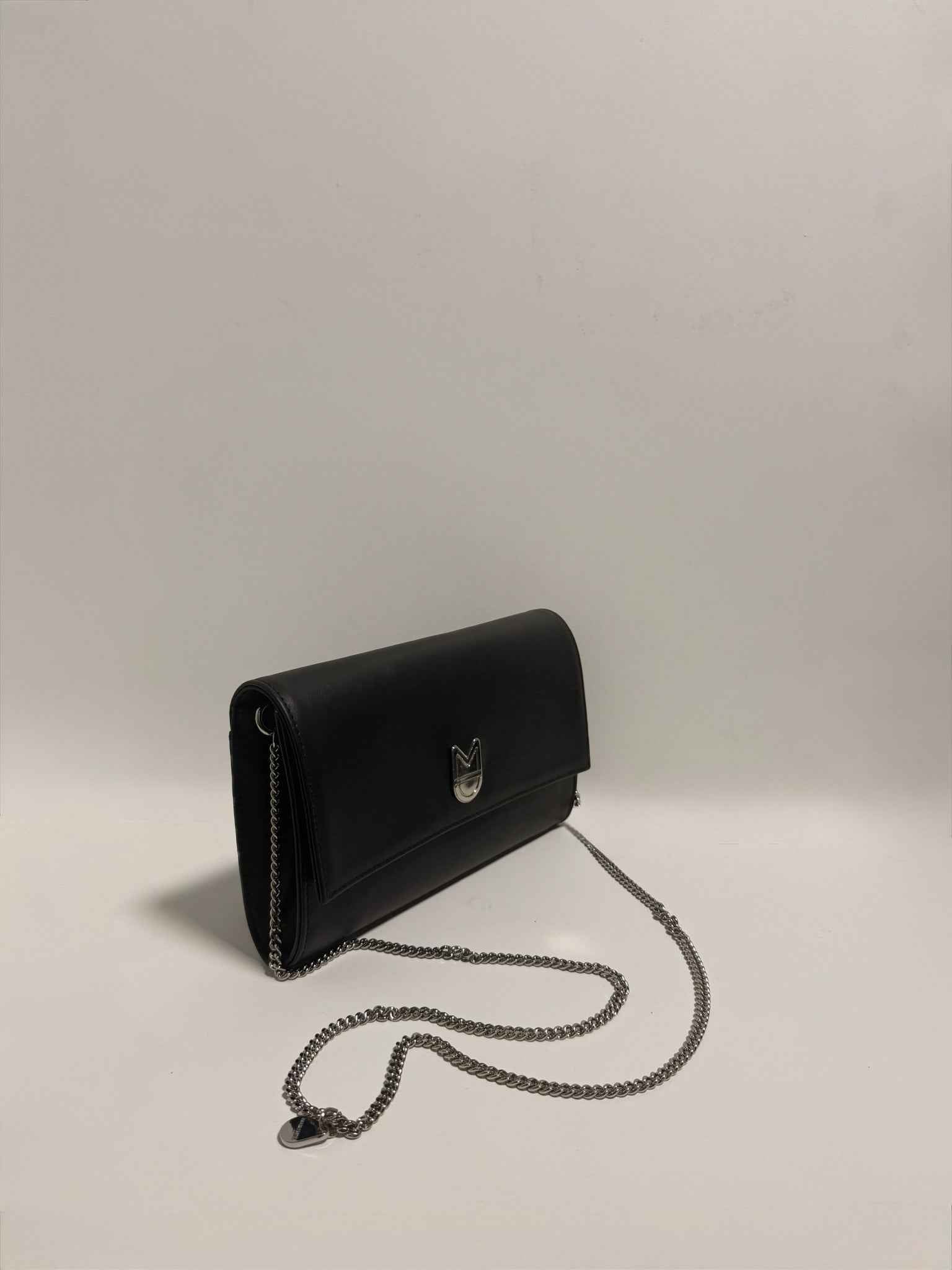 Sac Pochette Cuir Noir Argenté