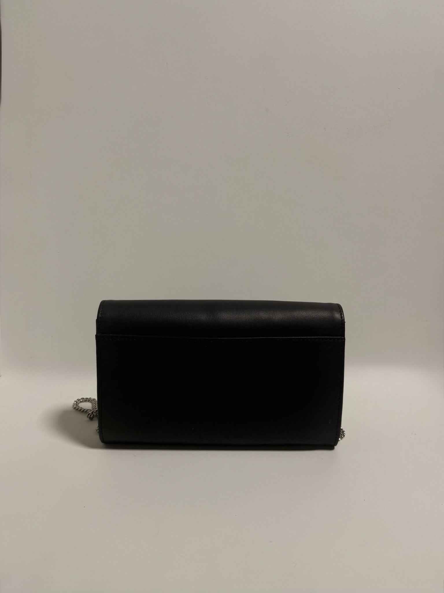 Sac Pochette Cuir Noir Argenté