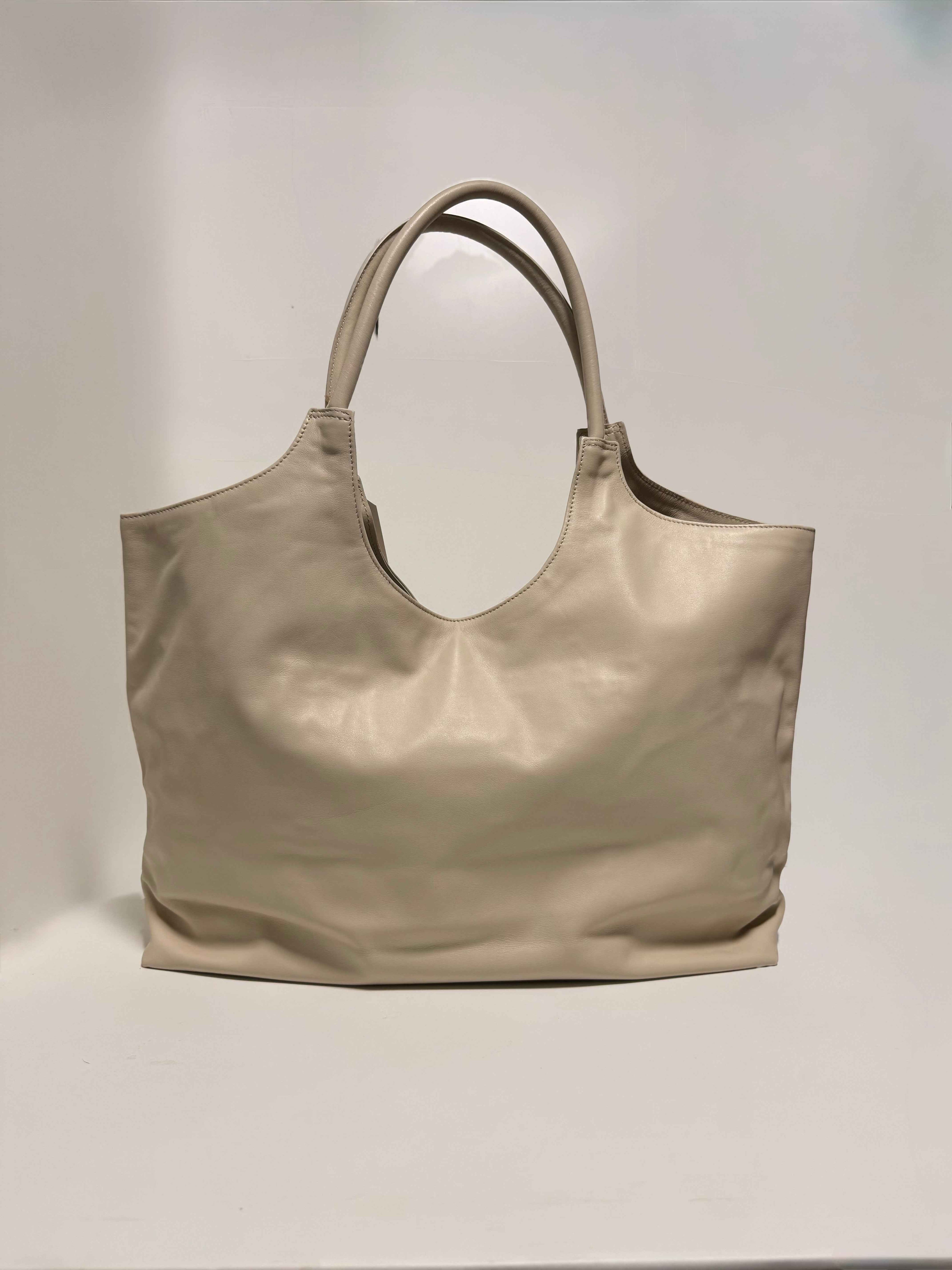 Cabas en Cuir Beige