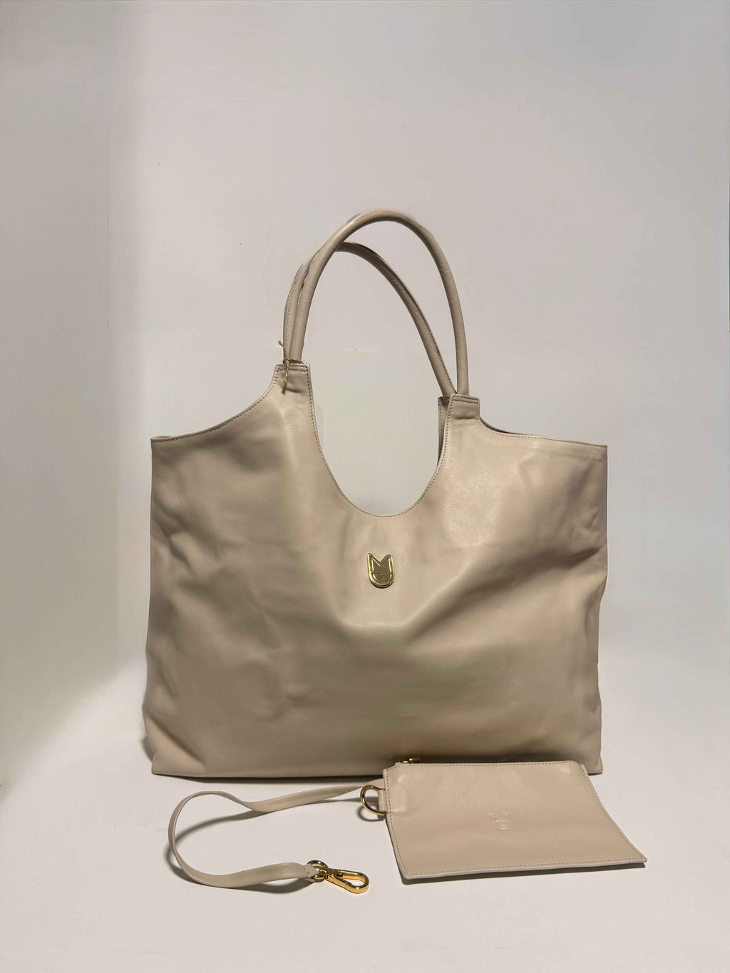 Cabas en Cuir Beige