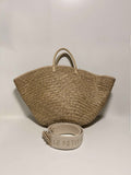 Panier en Raphia Tressé Cuir Beige