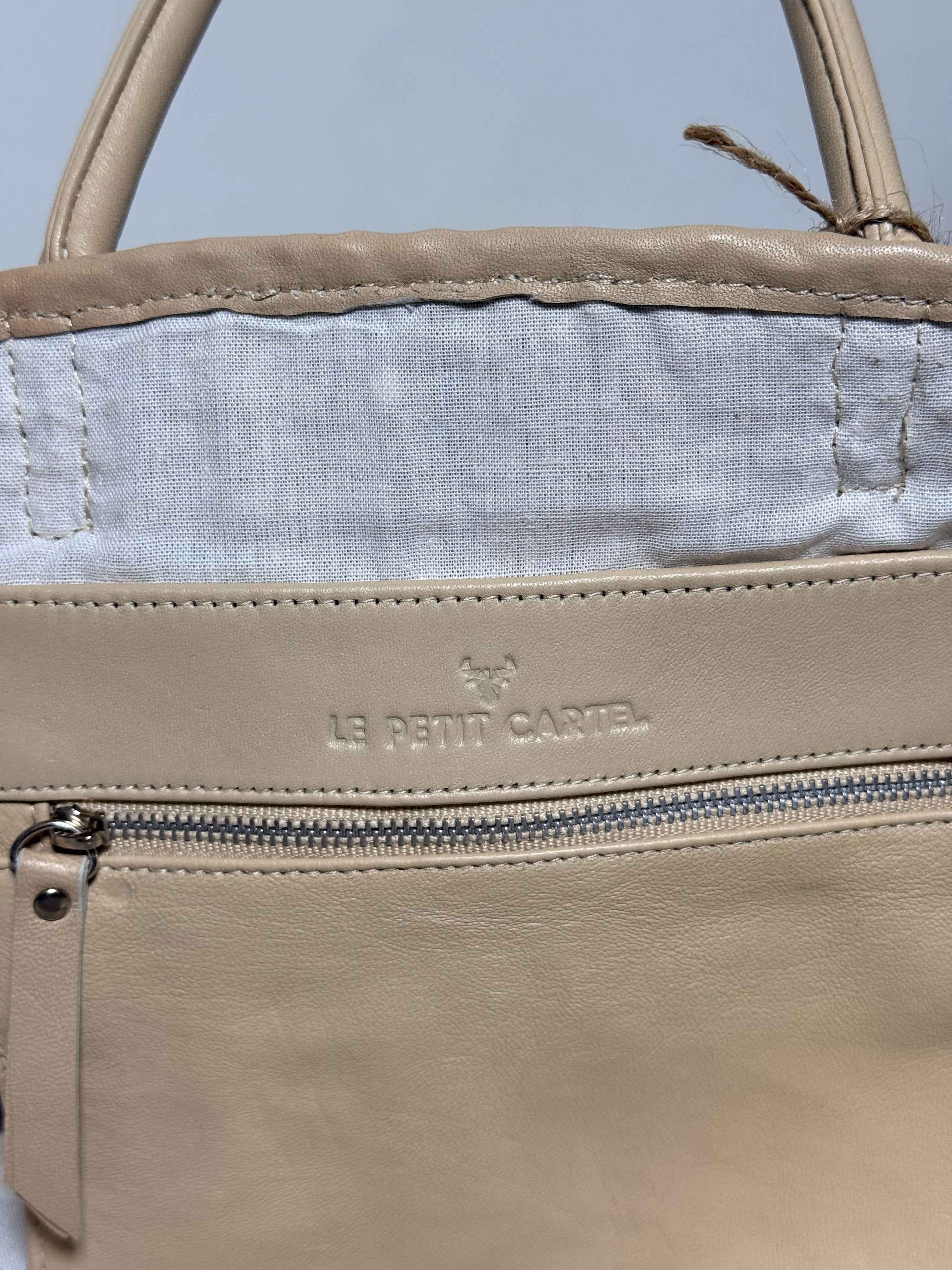 Panier en Raphia Tressé Cuir Beige