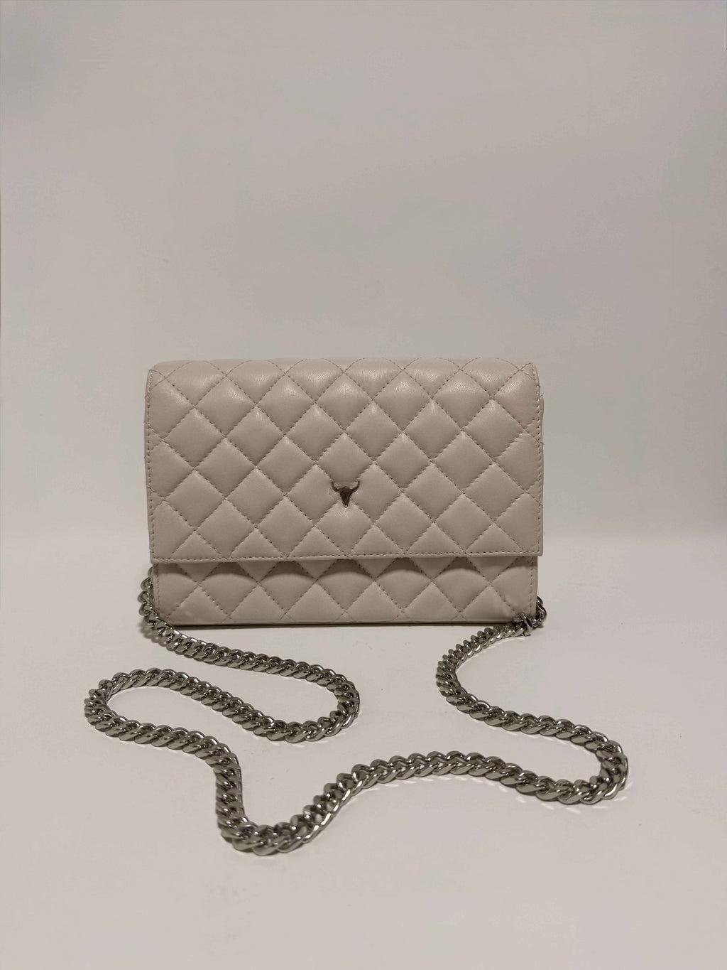 Pochette en cuir matelassé beige