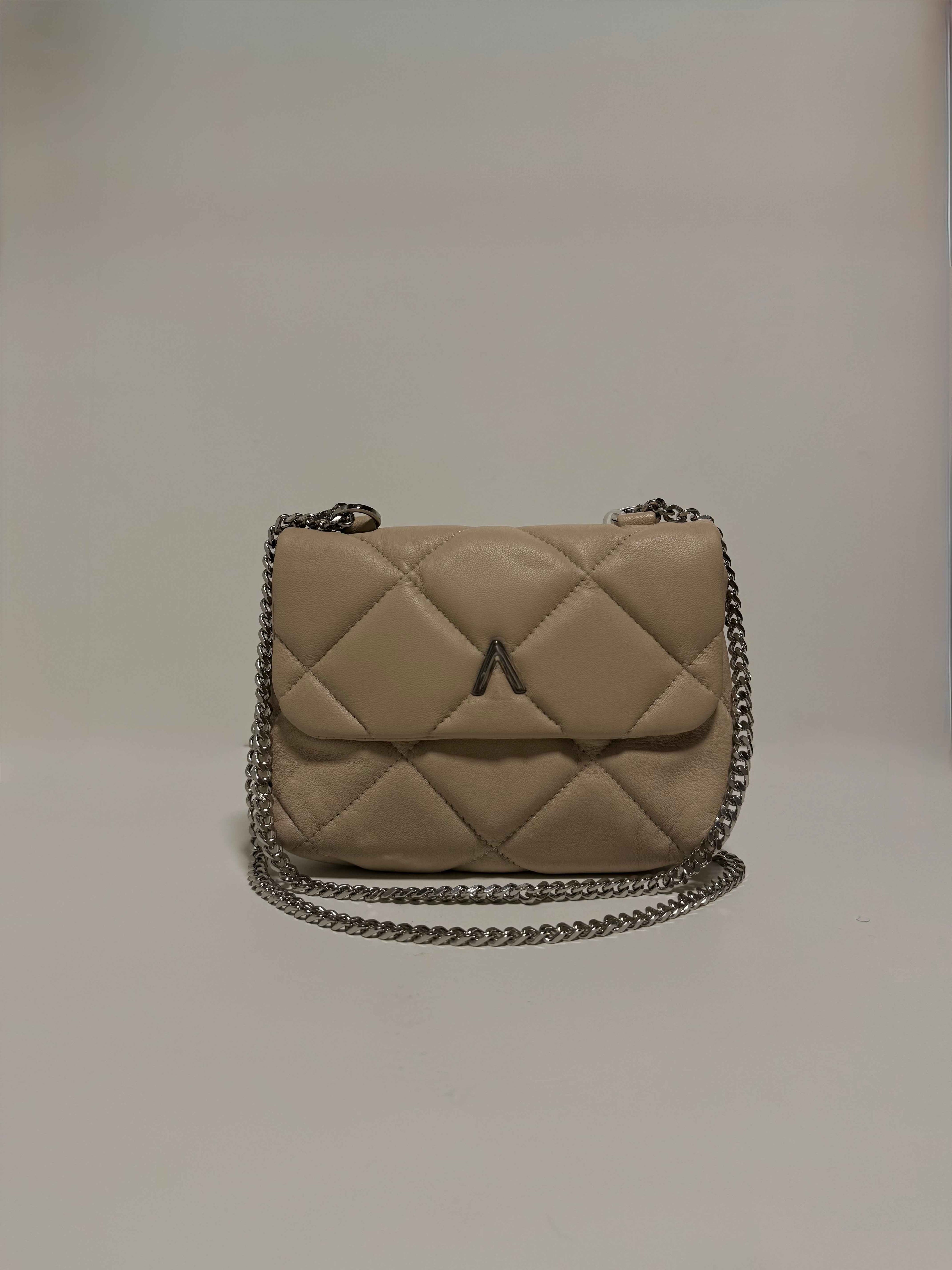Sac en cuir beige matelassé