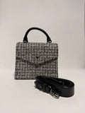 Sac à main en tweed gris et noir – bandoulière amovible