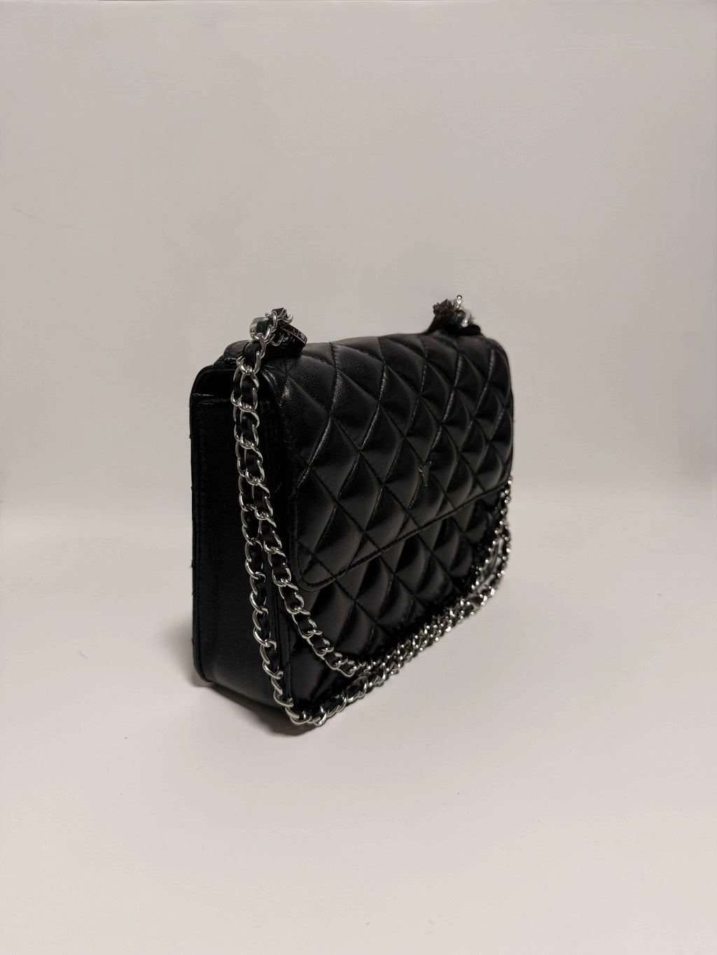 Sac à Main en Cuir Noir Matelassé
